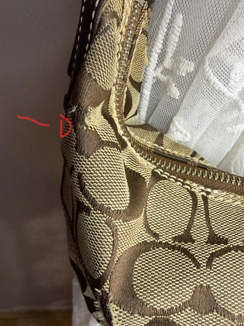 Vintage mini Coach Signature Canvas Hobo Brown_10